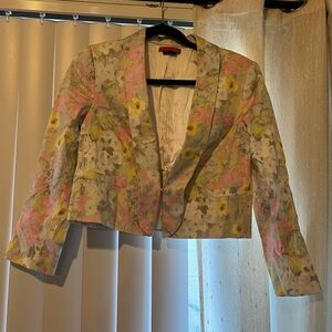 Alice + Olivia Pink and Yellow Cropped Blazer